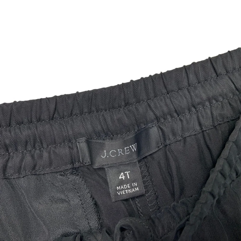 J.Crew Womens Eco Cupro Pull On Crop Pants Sz 4 Tall Black Silky Elastic Waist